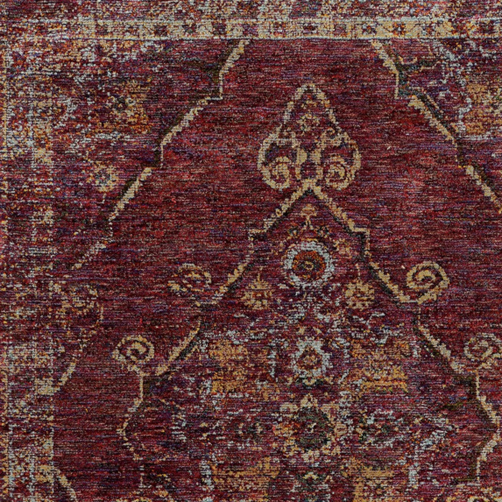 HomeRoots 510047 9 x 12 ft. Red & Gold Oriental Power Loom Stain Resistant Rectangle Area Rug