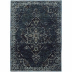 HomeRoots 510057 9 x 12 ft. Blue & Brown Oriental Power Loom Stain Resistant Rectangle Area Rug