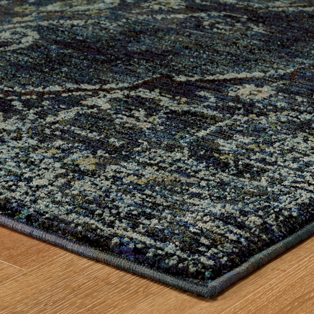 HomeRoots 510057 9 x 12 ft. Blue & Brown Oriental Power Loom Stain Resistant Rectangle Area Rug