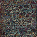 HomeRoots 510058 10 x 13 ft. Blue & Purple Oriental Power Loom Stain Resistant Rectangle Area Rug