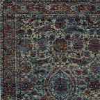 HomeRoots 510065 8 x 10 ft. Blue & Purple Oriental Power Loom Stain Resistant Rectangle Area Rug