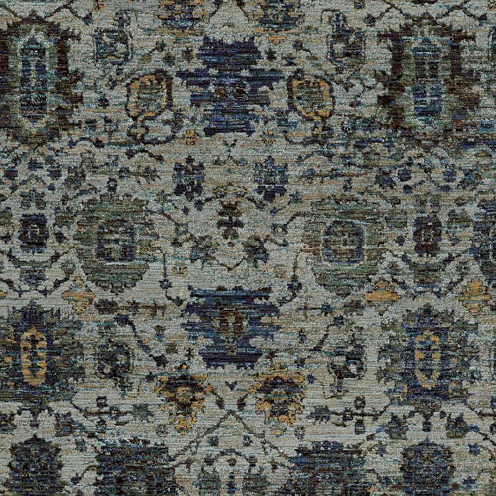 HomeRoots 510073 6 x 9 ft. Blue & Navy Oriental Power Loom Stain Resistant Rectangle Area Rug