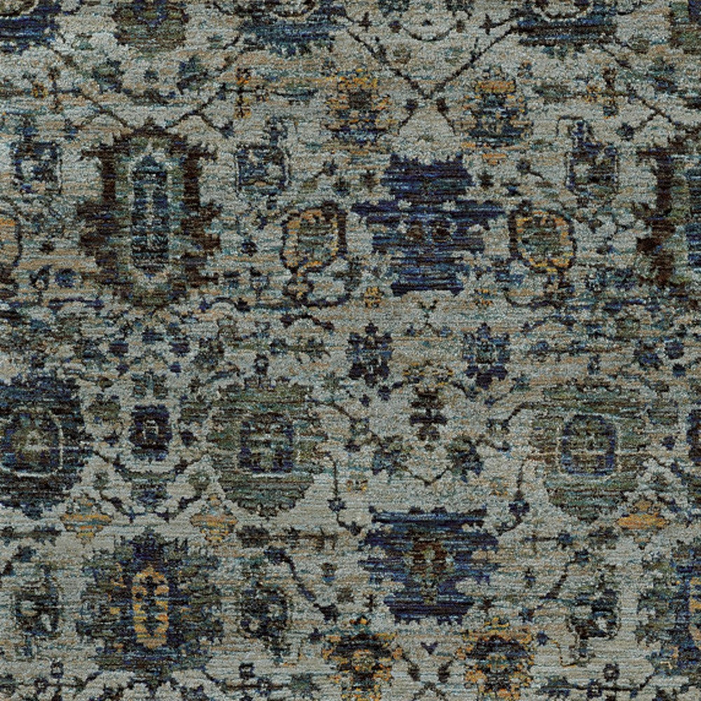 HomeRoots 510076 9 x 12 ft. Blue & Navy Oriental Power Loom Stain Resistant Rectangle Area Rug