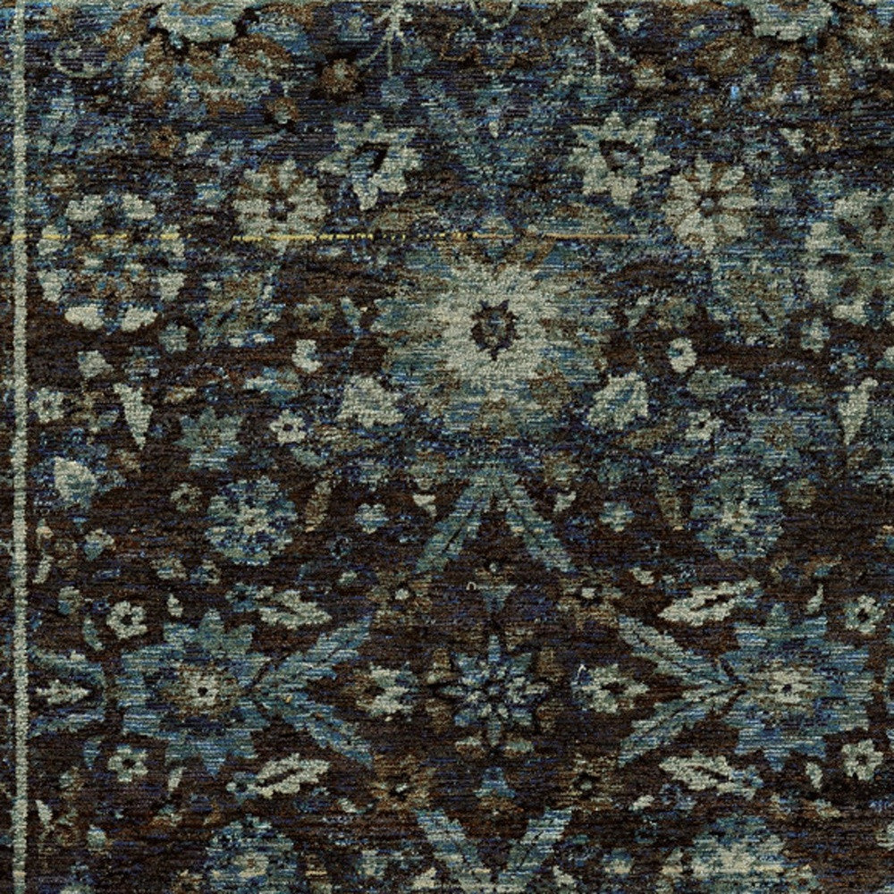 HomeRoots 510082 6 x 9 ft. Navy & Blue Oriental Power Loom Stain Resistant Rectangle Area Rug