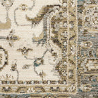HomeRoots 510097 6 x 9 ft. Ivory Gray & Blue Oriental Power Loom Stain Resistant Rectangle Area Rug