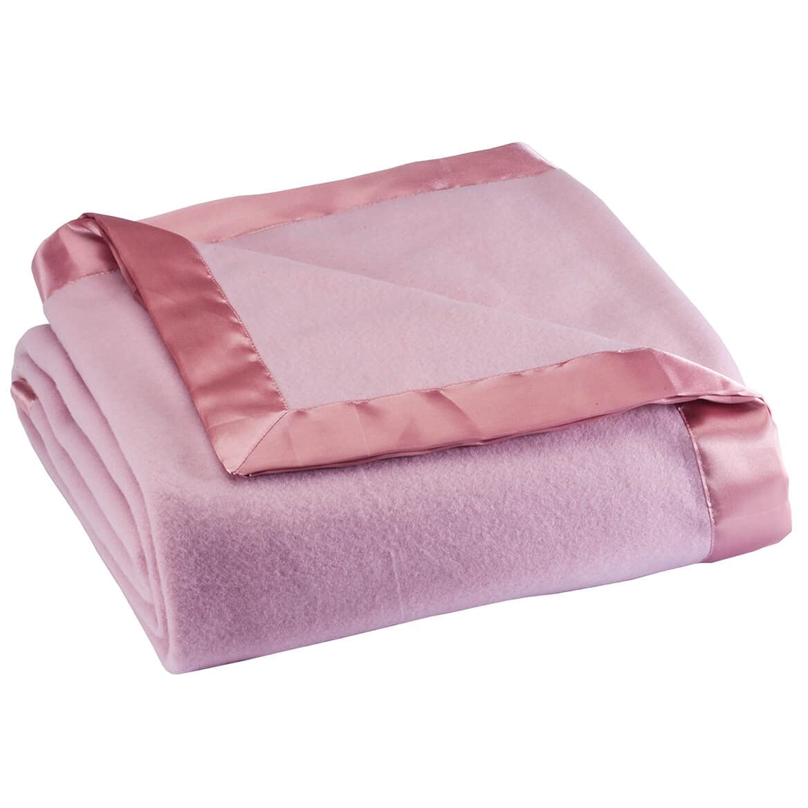 Oakridge Satin Fleece Blanket, Full/Queen, Twin Or King Size - 100% Polyester Lightweight Fabric, Rose