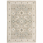 HomeRoots 510113 6 x 9 ft. Beige Ivory Blue Green & Purple Oriental Power Loom Stain Resistant Rectangle Area Rug