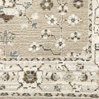HomeRoots 510113 6 x 9 ft. Beige Ivory Blue Green & Purple Oriental Power Loom Stain Resistant Rectangle Area Rug