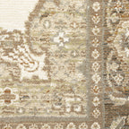 HomeRoots 510141 10 x 13 ft. Beige Ivory Tan Gold Gray & Green Oriental Power Loom Stain Resistant Rectangle Area Rug