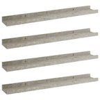 vidaXL Wall Shelves 4 pcs, Modern Concrete Gray Design, Mountable MDF Shelves for Display & Storage, 23.6"x3.5"x1.2", Perfect for Home & Office