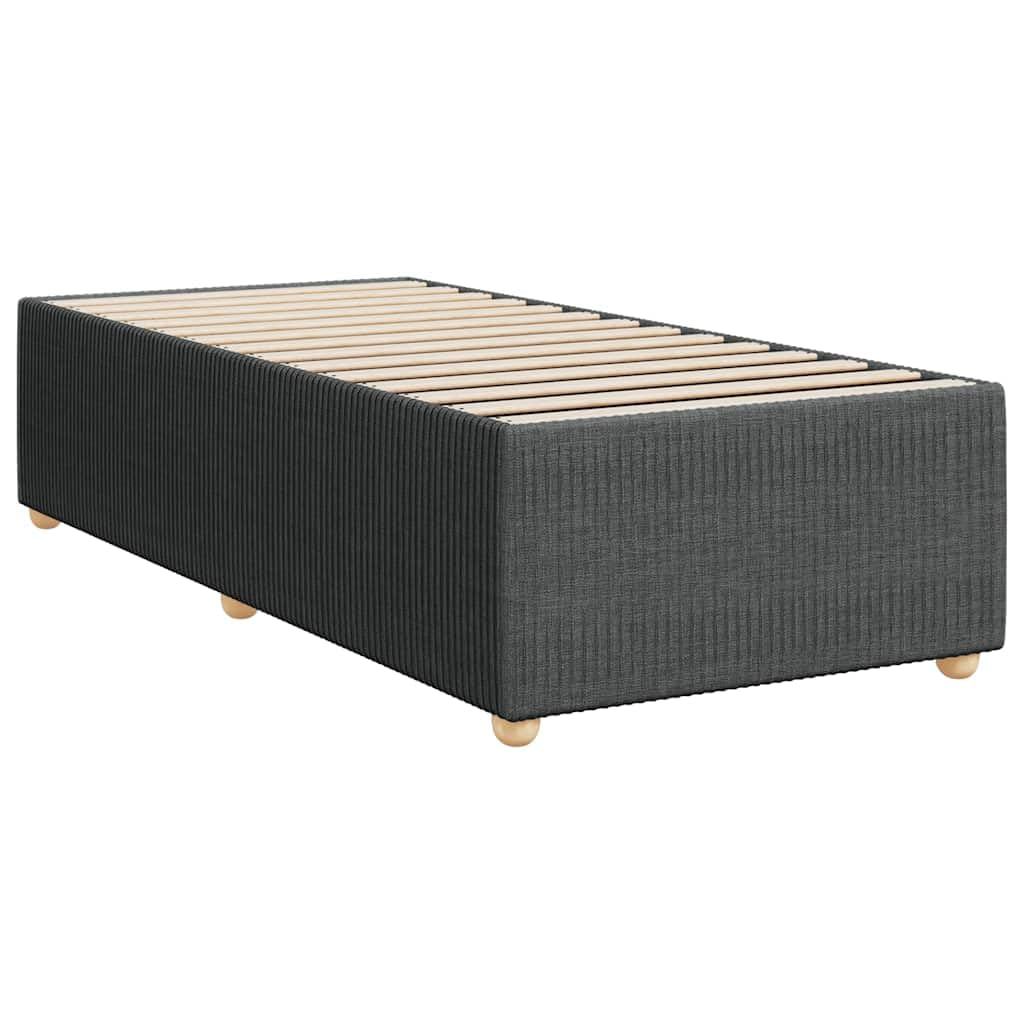 vidaXL Twin Upholstered Bed Frame - Dark Gray Fabric Slatted Mattress Base, 74.8 x 39.4, Modern Platform Bedstead