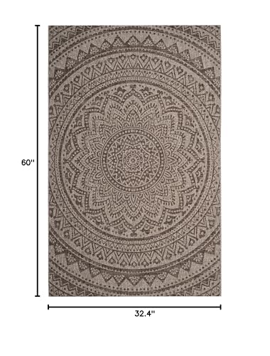 Safavieh Courtyard Collection 32.4' X 60' Beige/Brown Cy8734 Indoor/ Outdoor Patio Backyard Mudroom Area Rug