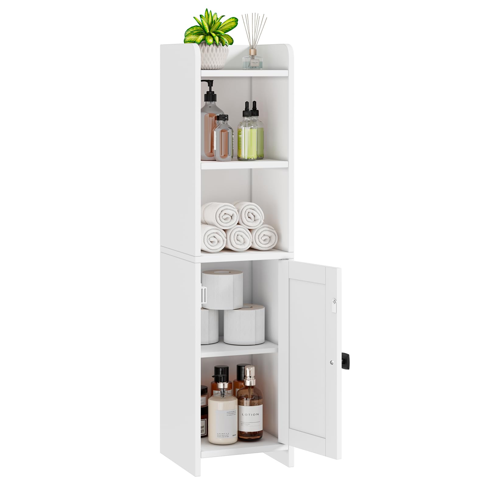 Small Bathroom Storage Corner, 7.87Dx7.87Wx31.5H Floor Cabinet with Adjustable Shelves, Freestanding Narrow Bathroom Toile