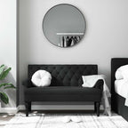 vidaXL 47" W Small Loveseat, Fabric Chesterfield Sofa with Button Tufting & Rolled Armrests for Small Spaces, 2 Seater Couch for Living Room & Bedroom, Black