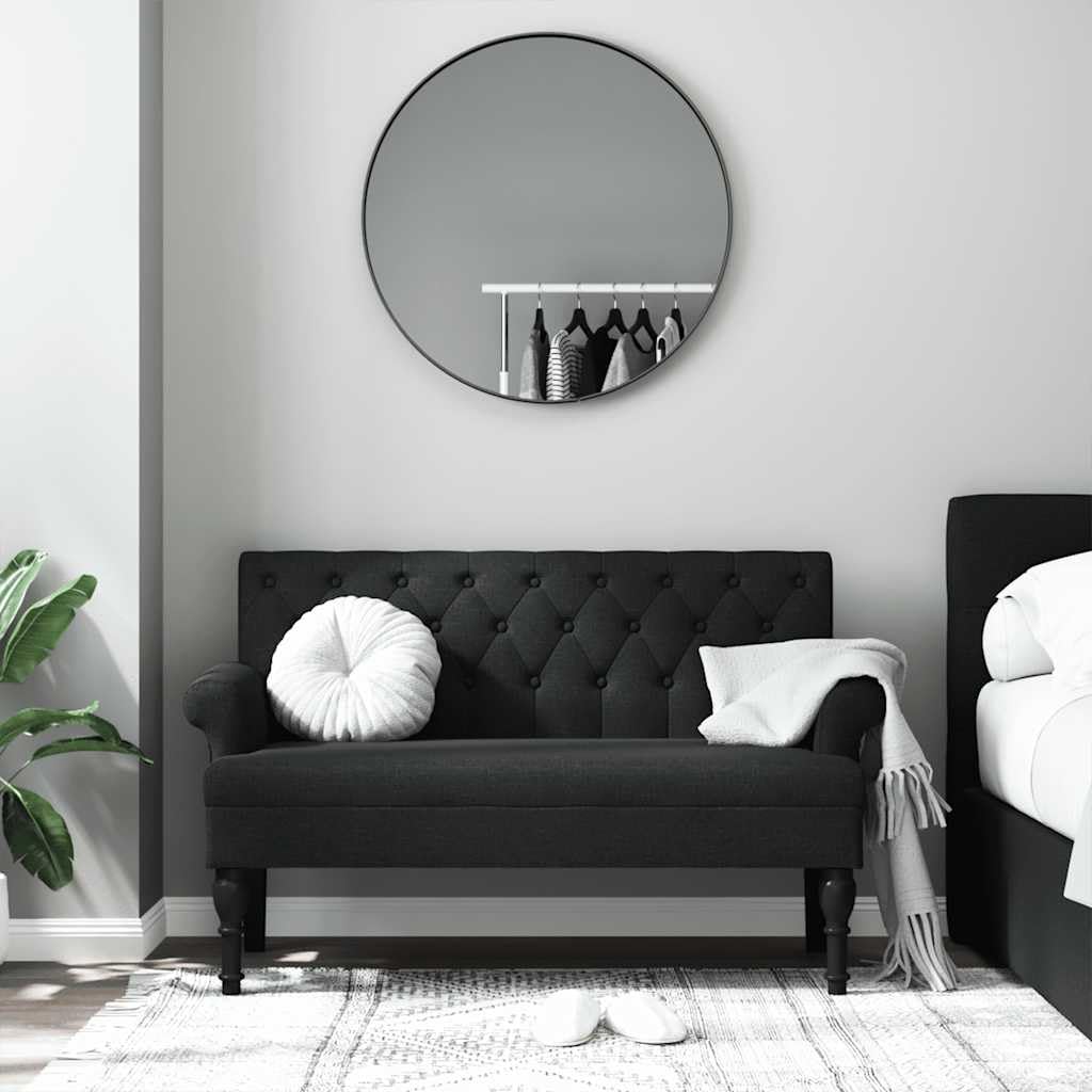 vidaXL 47" W Small Loveseat, Fabric Chesterfield Sofa with Button Tufting & Rolled Armrests for Small Spaces, 2 Seater Couch for Living Room & Bedroom, Black