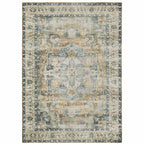 HomeRoots 510370 7 x 10 ft. Blue Gold Brown Green & Salmon Oriental Printed Stain Resistant Non Skid Rectangle Area Rug