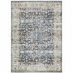 HomeRoots 510385 7 x 10 ft. Blue Gold Rust Ivory & Olive Oriental Printed Stain Resistant Non Skid Rectangle Area Rug