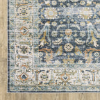 HomeRoots 510385 7 x 10 ft. Blue Gold Rust Ivory & Olive Oriental Printed Stain Resistant Non Skid Rectangle Area Rug