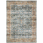 HomeRoots 510390 7 x 10 ft. Blue Rust Gold & Olive Oriental Printed Stain Resistant Non Skid Rectangle Area Rug