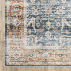 HomeRoots 510390 7 x 10 ft. Blue Rust Gold & Olive Oriental Printed Stain Resistant Non Skid Rectangle Area Rug