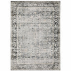 HomeRoots 510395 7 x 10 ft. Charcoal Gray Salmon & Ivory Oriental Printed Stain Resistant Non Skid Rectangle Area Rug