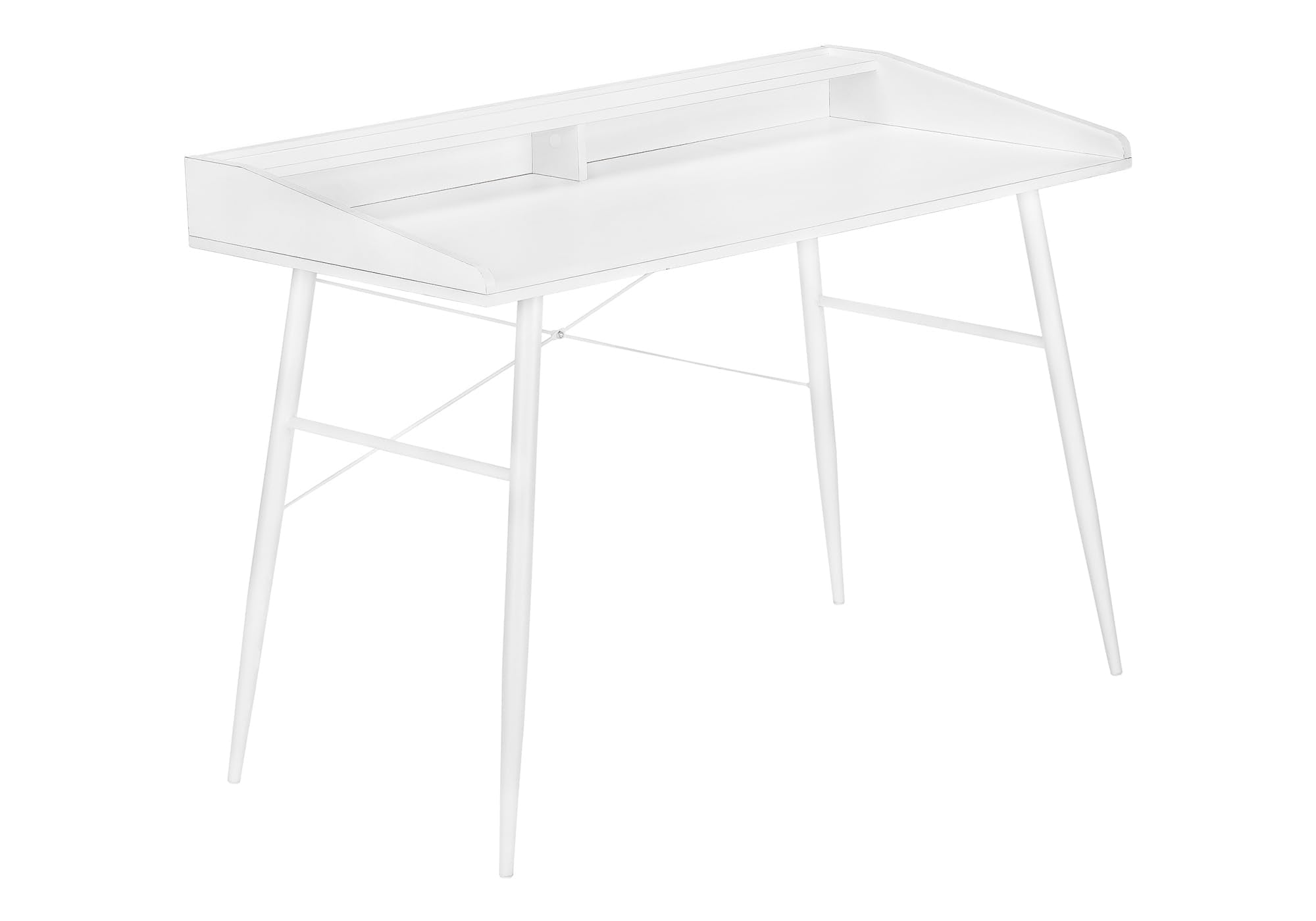 Monarch Specialties I 7535 Computer Desk, Home Office, Laptop, Storage Shelves, 48 L, Work, Metal, Laminate, White, Contemporary