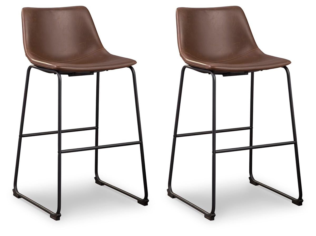 Signature Design By Ashley Centiar Urban Industrial 28.75' Pub Height Bucket Seat Barstool, 2 Count, Brown