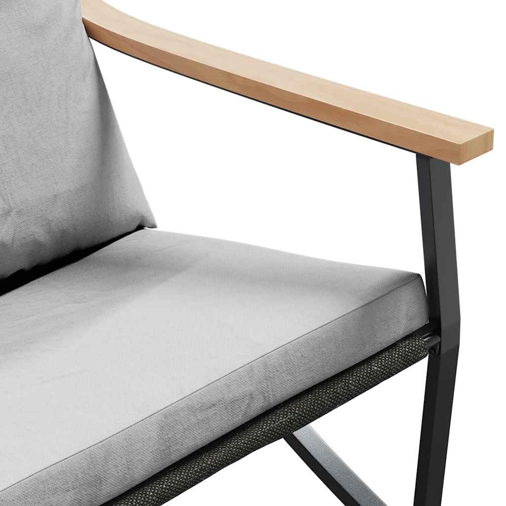 vidaXL Patio Bench with Cushions - Comfortable Textilene Fabric, Removable Covers, Black Powder-Coated Steel Frame, Perfect for Garden, Deck, or Patio - 47.2x 31.9x 26.8