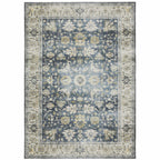 HomeRoots 510400 7 x 10 ft. Blue Gold Green & Ivory Oriental Printed Stain Resistant Non Skid Rectangle Area Rug