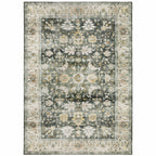 HomeRoots 510405 7 x 10 ft. Gray Charcoal Gold Brown Ivory Pale Sage & Light Blue Oriental Printed Stain Resistant Non Skid Rectangle Area Rug