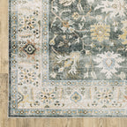 HomeRoots 510405 7 x 10 ft. Gray Charcoal Gold Brown Ivory Pale Sage & Light Blue Oriental Printed Stain Resistant Non Skid Rectangle Area Rug