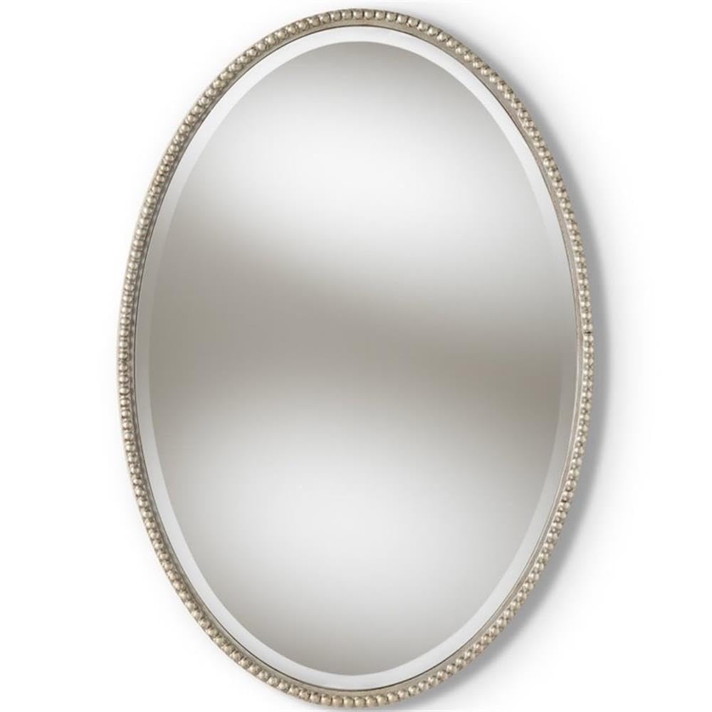 Baxton Studio Graca Modern and Contemporary Antique Silver Finished Oval Accent Wall Mirror