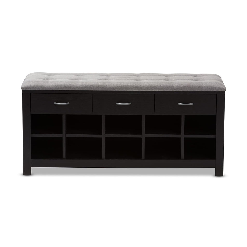 Baxton Studio Modern Shoe Storage Bench, Light Grey and Espresso Brown (143-8079-HiT)