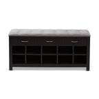 Baxton Studio Modern Shoe Storage Bench, Light Grey and Espresso Brown (143-8079-HiT)