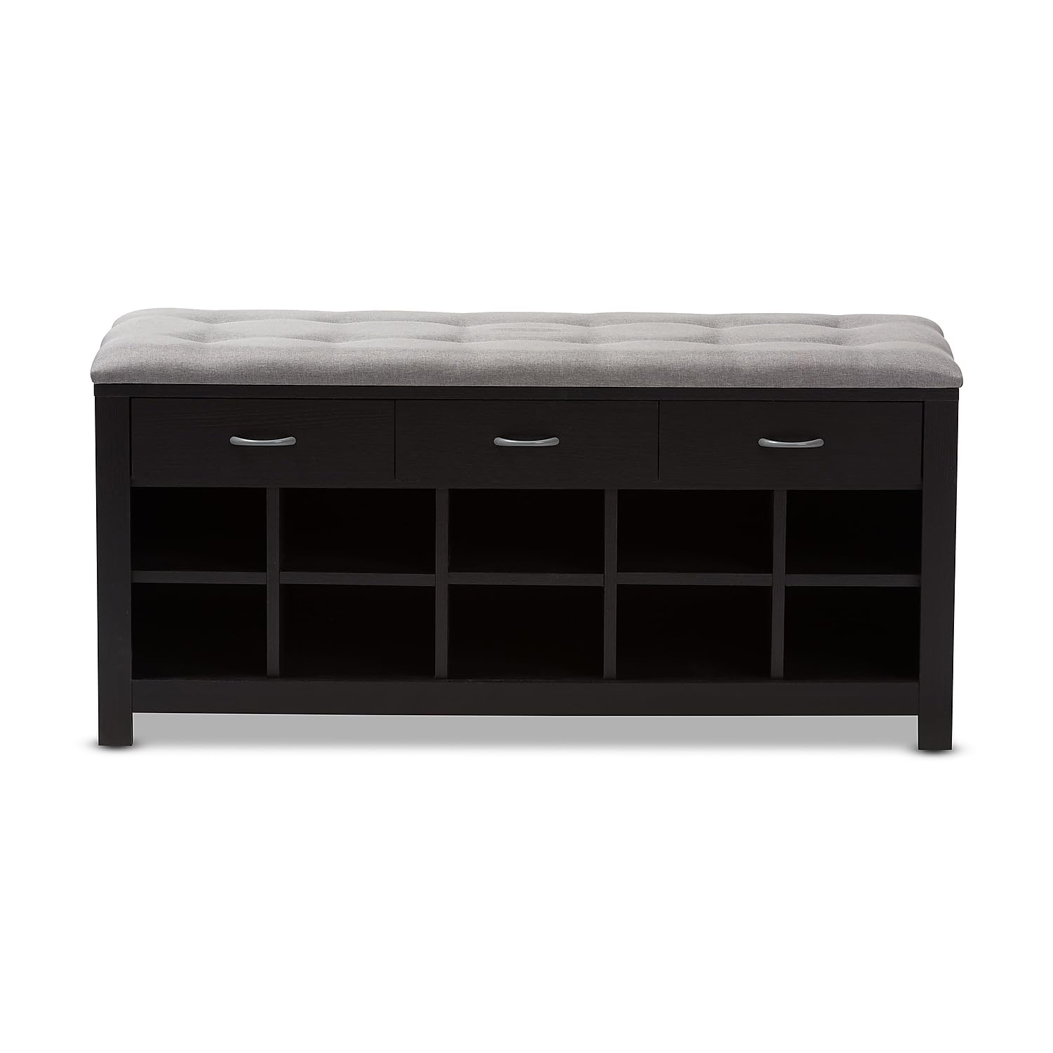 Baxton Studio Modern Shoe Storage Bench, Light Grey and Espresso Brown (143-8079-HiT)