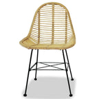 vidaXL Dining Chairs 2 pcs Natural Rattan