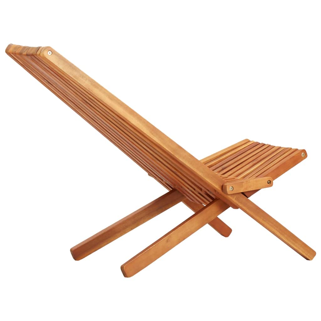 vidaXL Folding Patio Lounge Chair - Solid Acacia Wood, Weather/Water Resistant, Ergonomic Seat with Tall Backrest, Easy Storage, Ideal for Indoor & Outdoor Use
