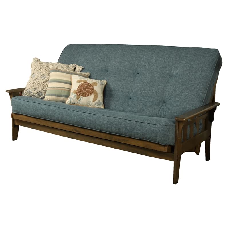 Kodiak Tucson Queen Futon Frame and Mattress Set - Wood Futon with Mattress Included in Aqua Blue Color