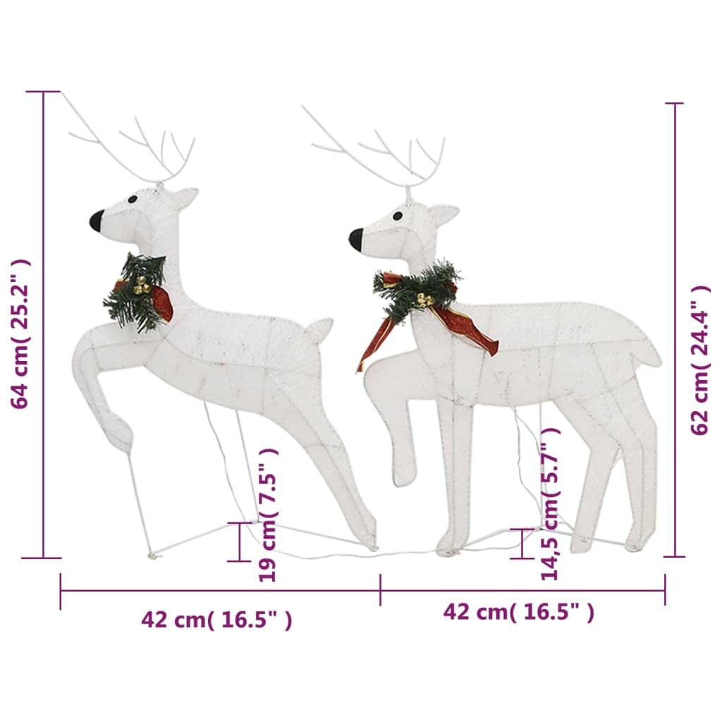 Vidaxl Christmas Reindeers 6 Pcs, Christmas Lighting Display With 120 Leds, Xmas Decoration For Indoor Outdoor, Holiday Ornament, Modern Style, White
