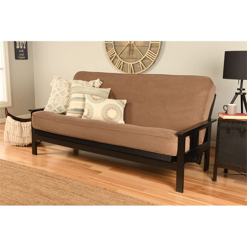 Kodiak Furniture Monterey Black Sofa with Mocha Brown Fabric Mattress