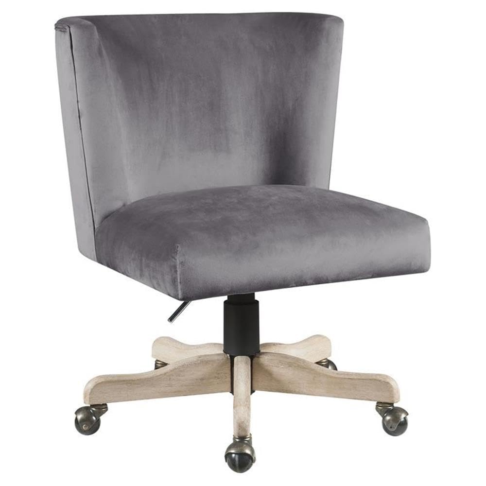 Acme Cliasca Velvet Upholstered Armless Office Chair with Swivel Seat in Gray