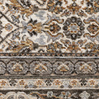 HomeRoots 510624 10 x 13 ft. Ivory & Gray Oriental Power Loom Stain Resistant Rectangle Area Rug with Fringe