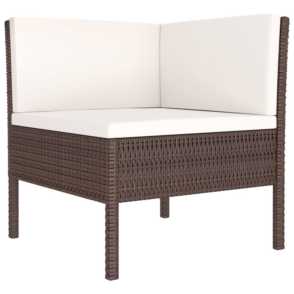 vidaXL Patio Lounge Set 9 Piece, Patio Furniture Set for Outside, Sectional Sofa with Cushions, Sofa, Farmhouse Modern, Poly Rattan Brown