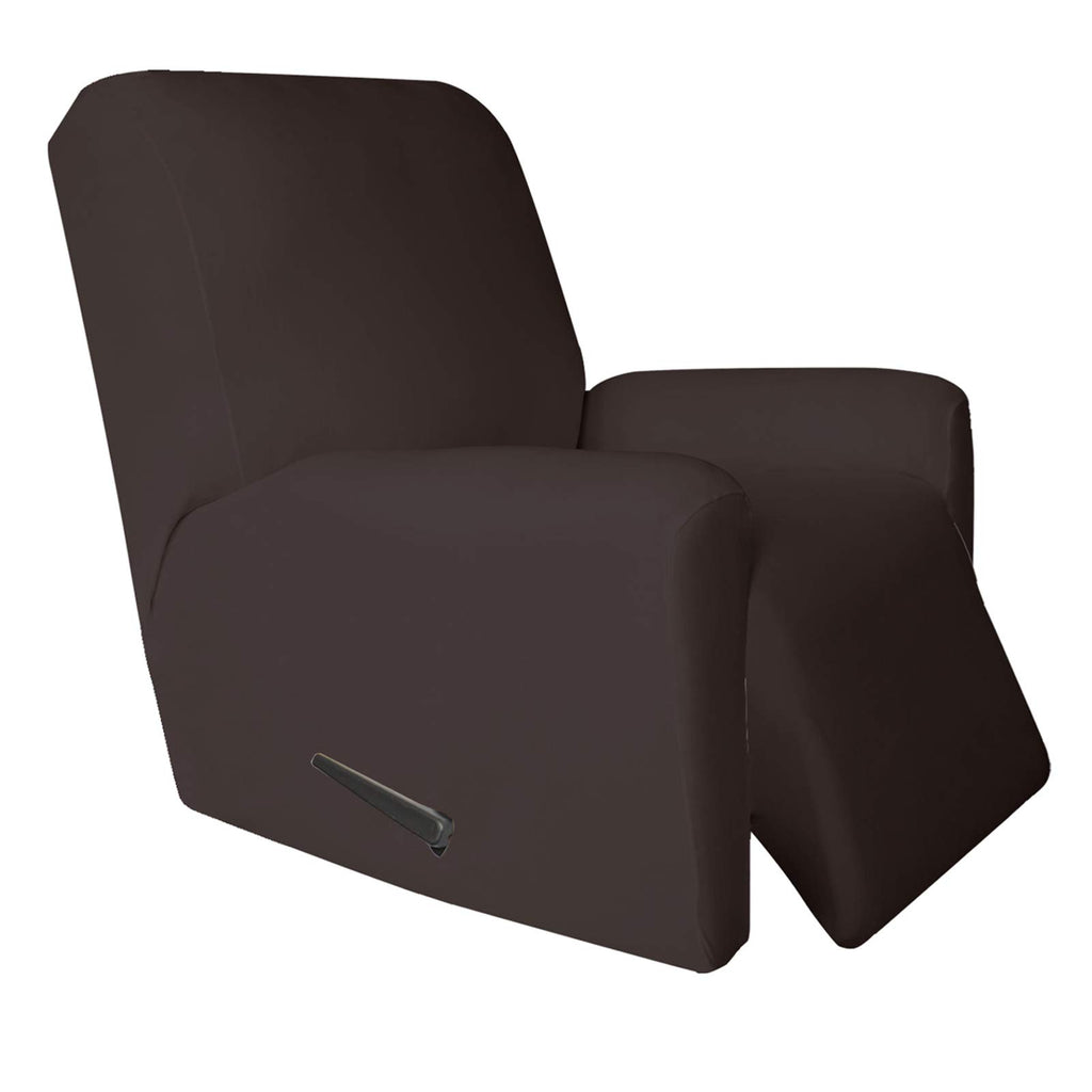 Easy-Going 4 Pieces Microfiber Stretch Recliner Slipcover - Spandex Soft Fitted Sofa Couch Cover, Washable Furniture Protector With Elastic Bottom For Kids, Pet(Recliner, Chocolate)