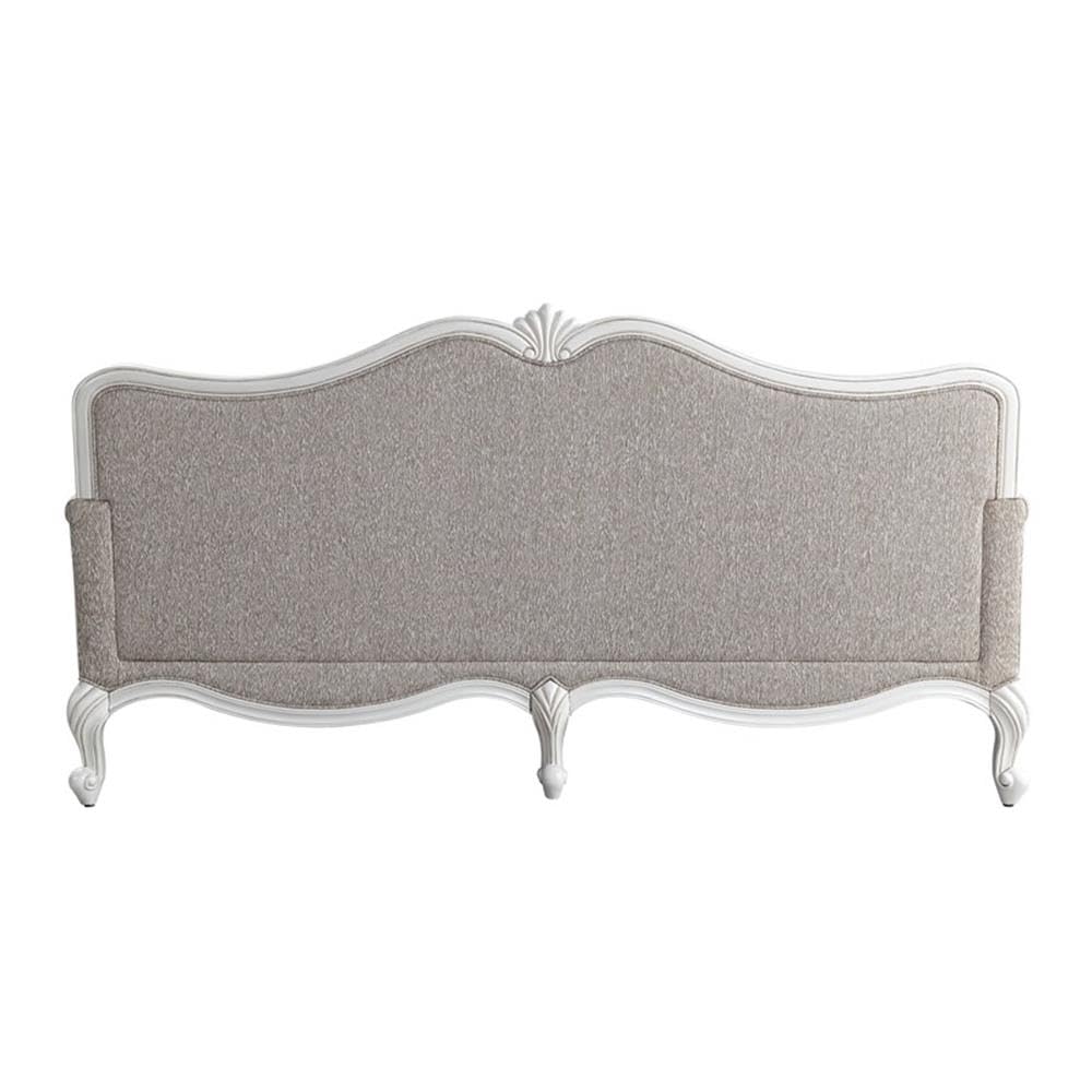 Acme Ciddrenar Fabric Tufted Sofa with 5 Pillows in White