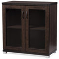 Baxton Studio Wholesale Interiors Zentra Sideboard Storage Cabinet with Glass Doors, Dark Brown