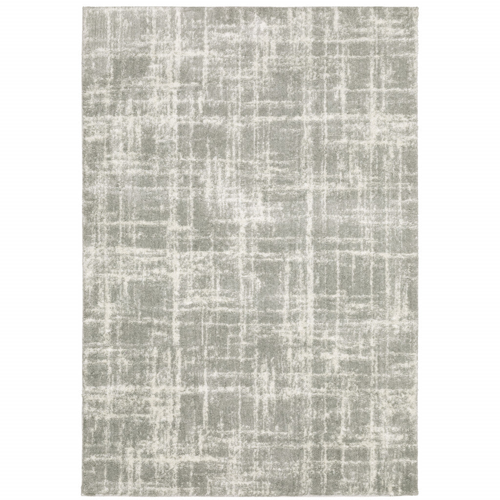 HomeRoots 510860 10 x 13 ft. Gray & Ivory Abstract Shag Power Loom Stain Resistant Rectangle Area Rug