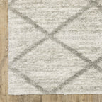 HomeRoots 510862 10 x 13 ft. Ivory & Gray Geometric Shag Power Loom Stain Resistant Rectangle Area Rug