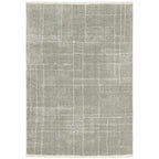 HomeRoots 510865 8 x 11 ft. Gray & Ivory Geometric Shag Power Loom Stain Resistant Rectangle Area Rug