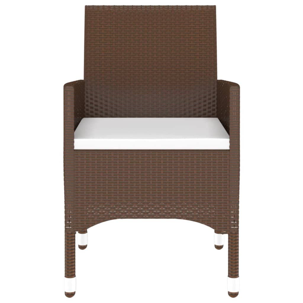 vidaXL Patio Dining Set 7 Piece Garden Outdoor Lawn Yard Terrace Balcony Table and Chair Seat Seating Furniture Poly Rattan and Tempered Glass Brown